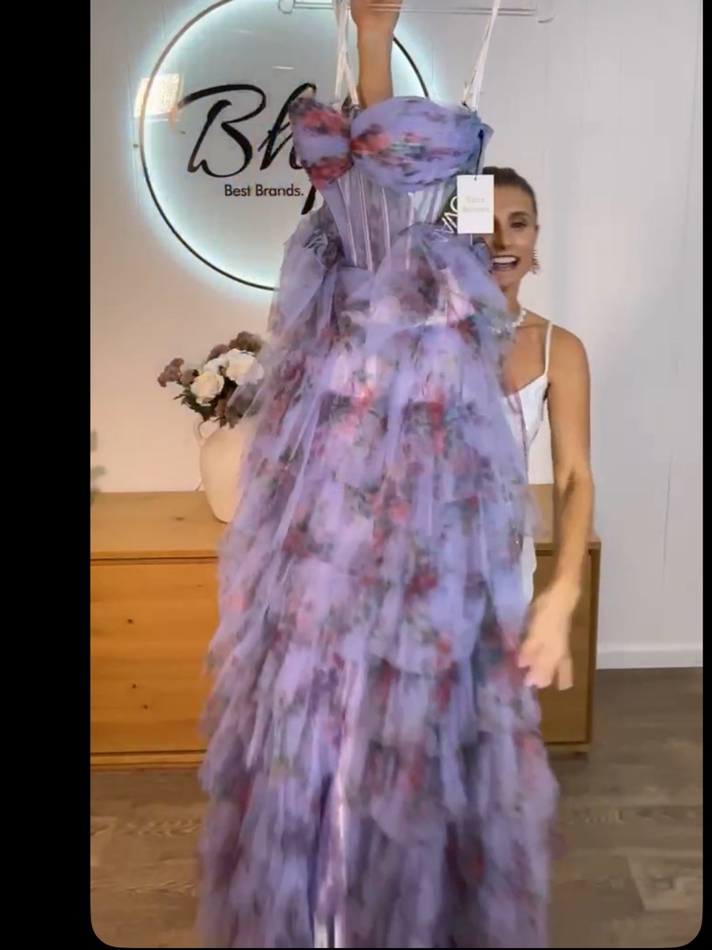 Jovani 39149 Strapless Lavender Floral Ruffle Ball Gown NET size 6 retail 550$ - Picture 9 of 10